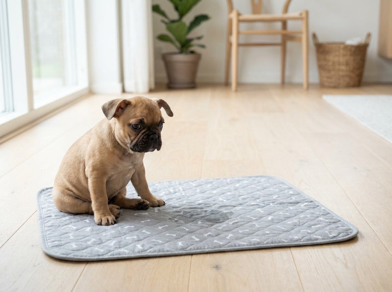 Puppy next to a fresh accident on the HiSnoot Pad