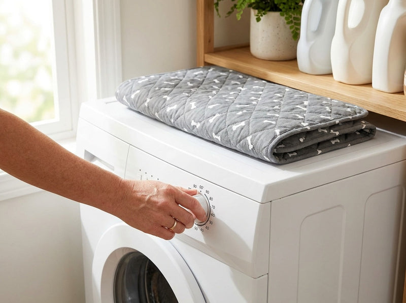 Setting the washing machine to 60 degrees with the HiSnoot Pad on top