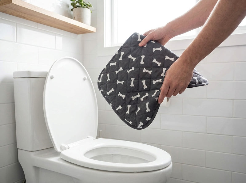 Shaking out the HiSnoot Pad over the toilet